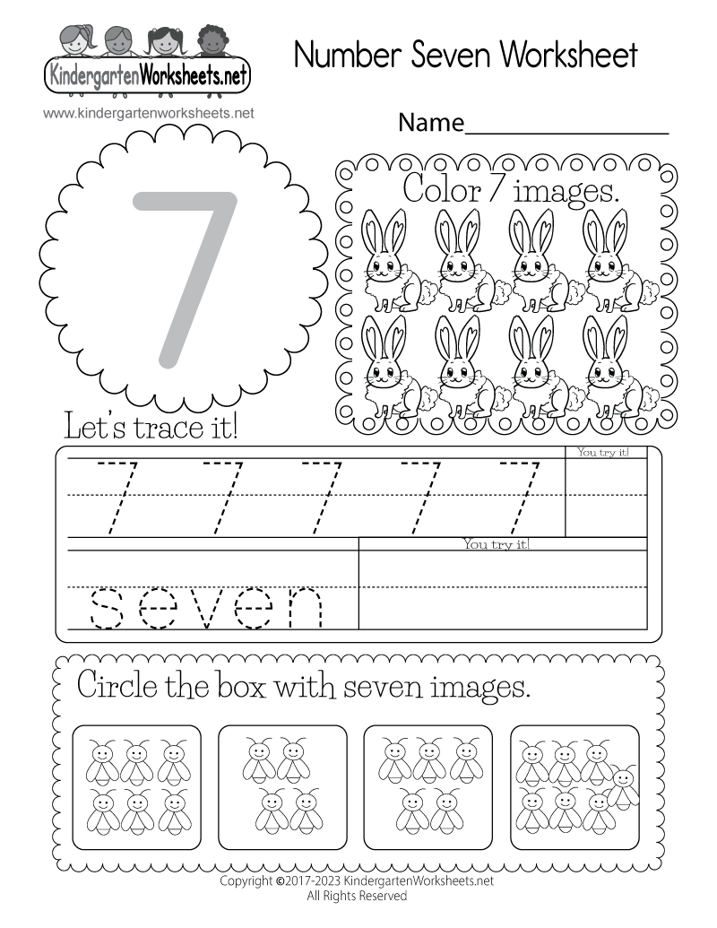Free Printable Number Seven Worksheet with Number Seven Worksheet Printable