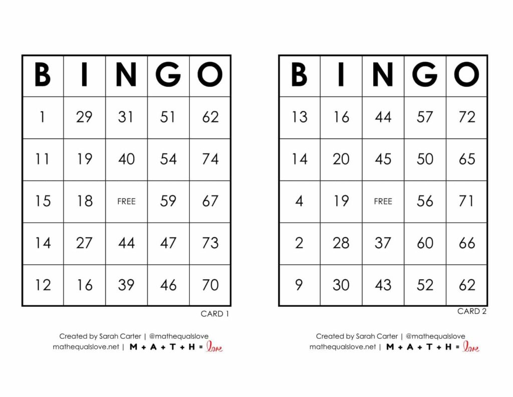 Free Printable Pdf Bingo Cards And Call Sheet (1-75) throughout Printable Bingo Cards 1 75 Free