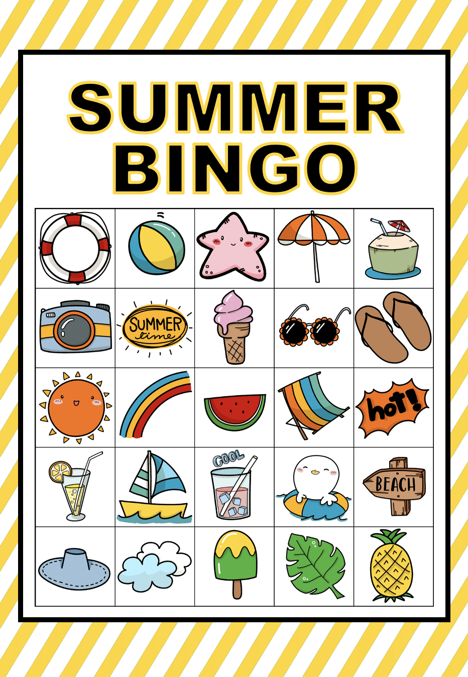 Free Printable Picture Bingo Cards (Summer Edition) - We Made This intended for Free Printable Bingo Game Cards