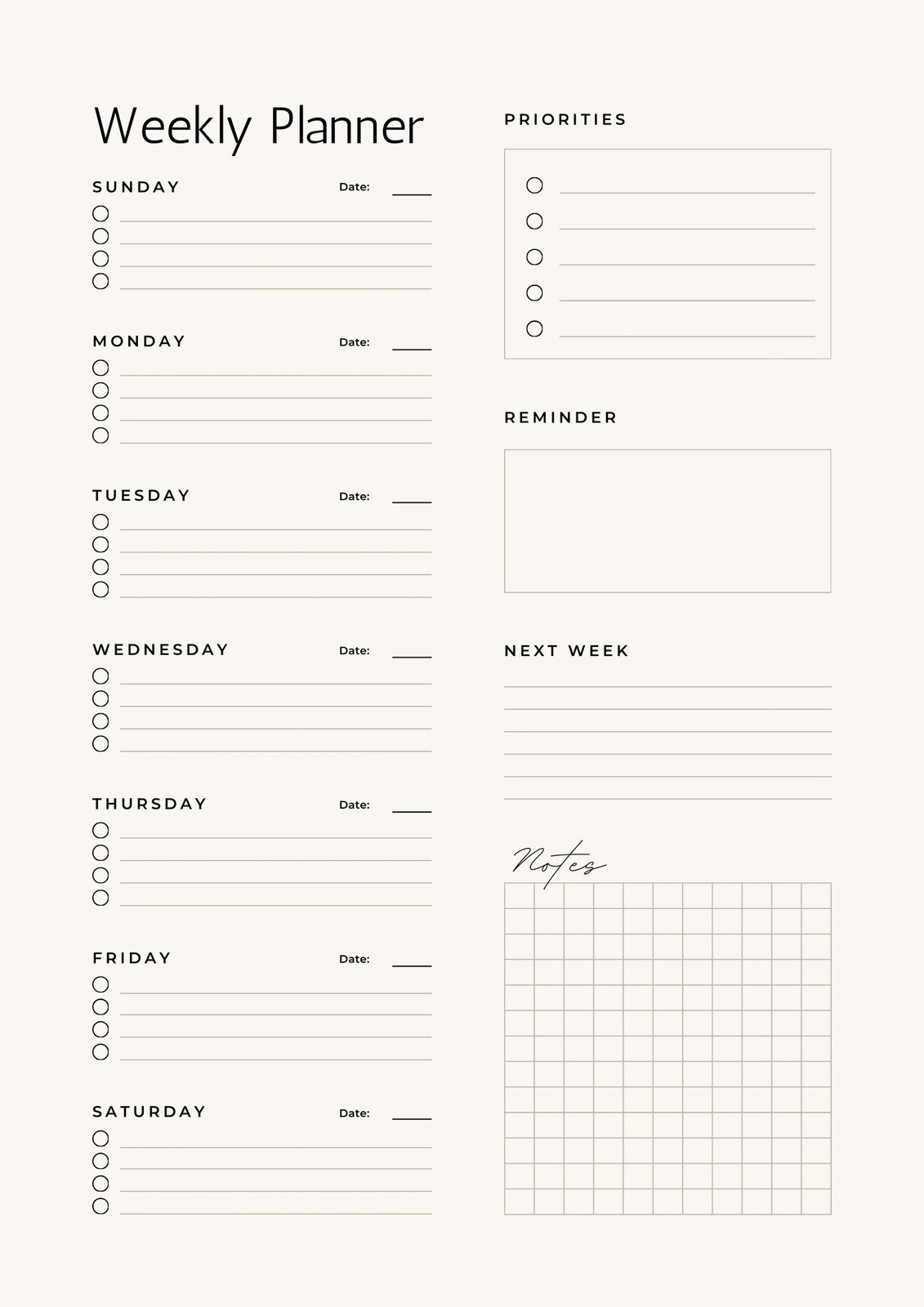 Free, Printable Planner Templates To Customize | Canva for Free Planner Printables A5