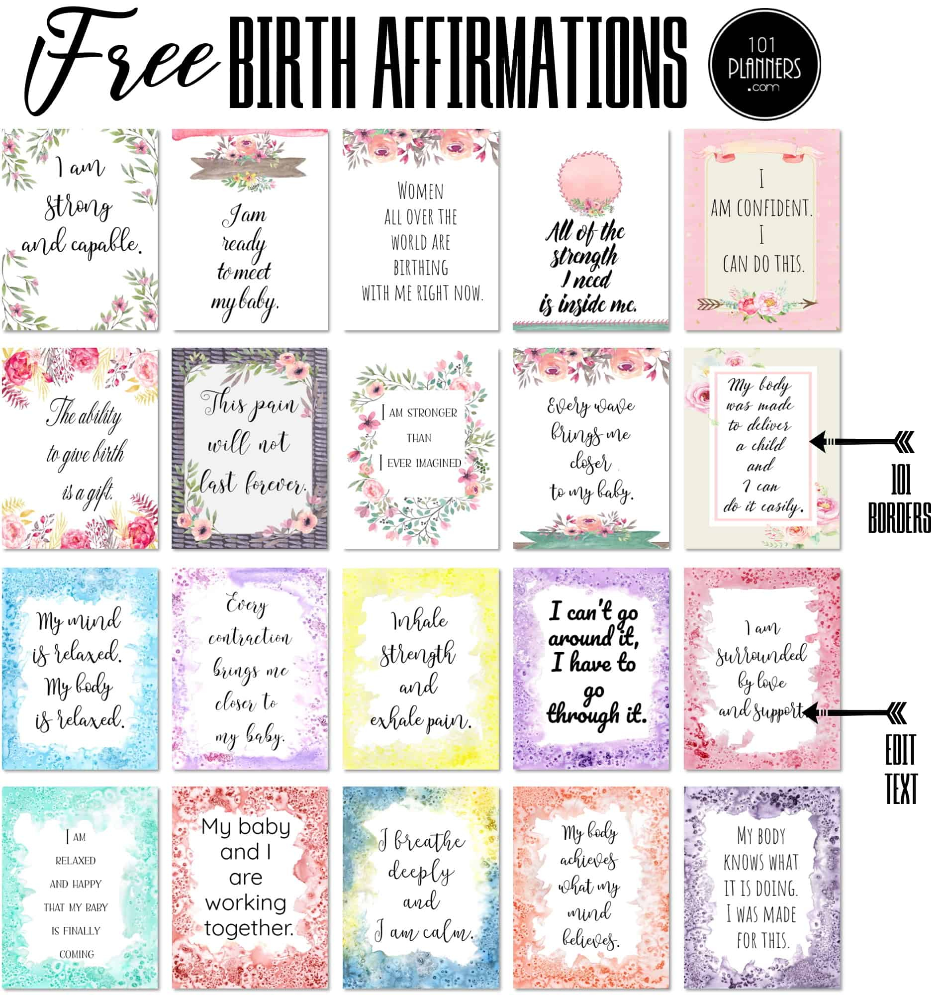Free Printable Positive Birth Affirmations | 30 Affirmation Cards with regard to Free Printable Birth Affirmations