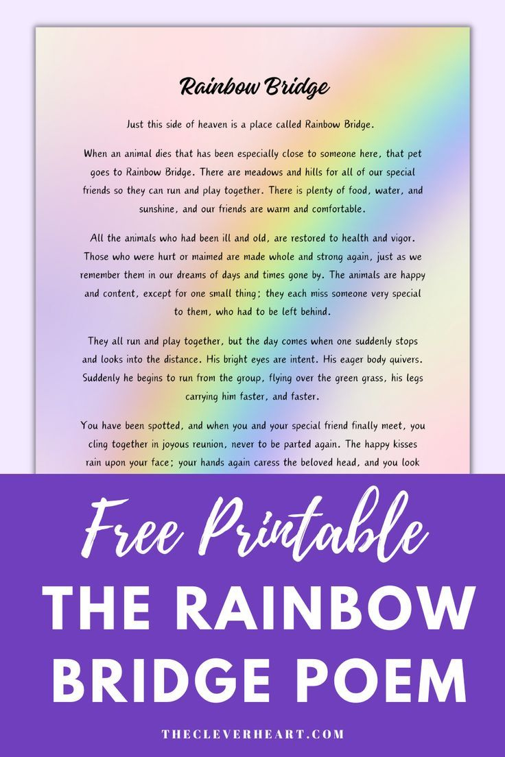 Free Printable Rainbow Bridge Poem pertaining to The Rainbow Bridge Poem Printable Free Download