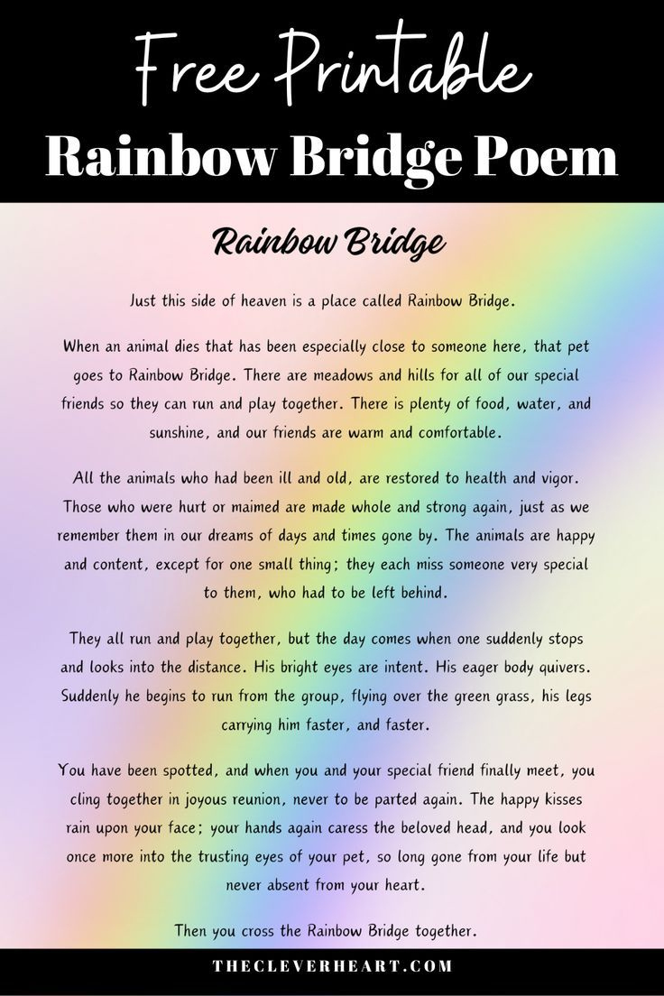 Free Printable Rainbow Bridge Poem throughout Rainbow Bridge Poem Printable Dogs