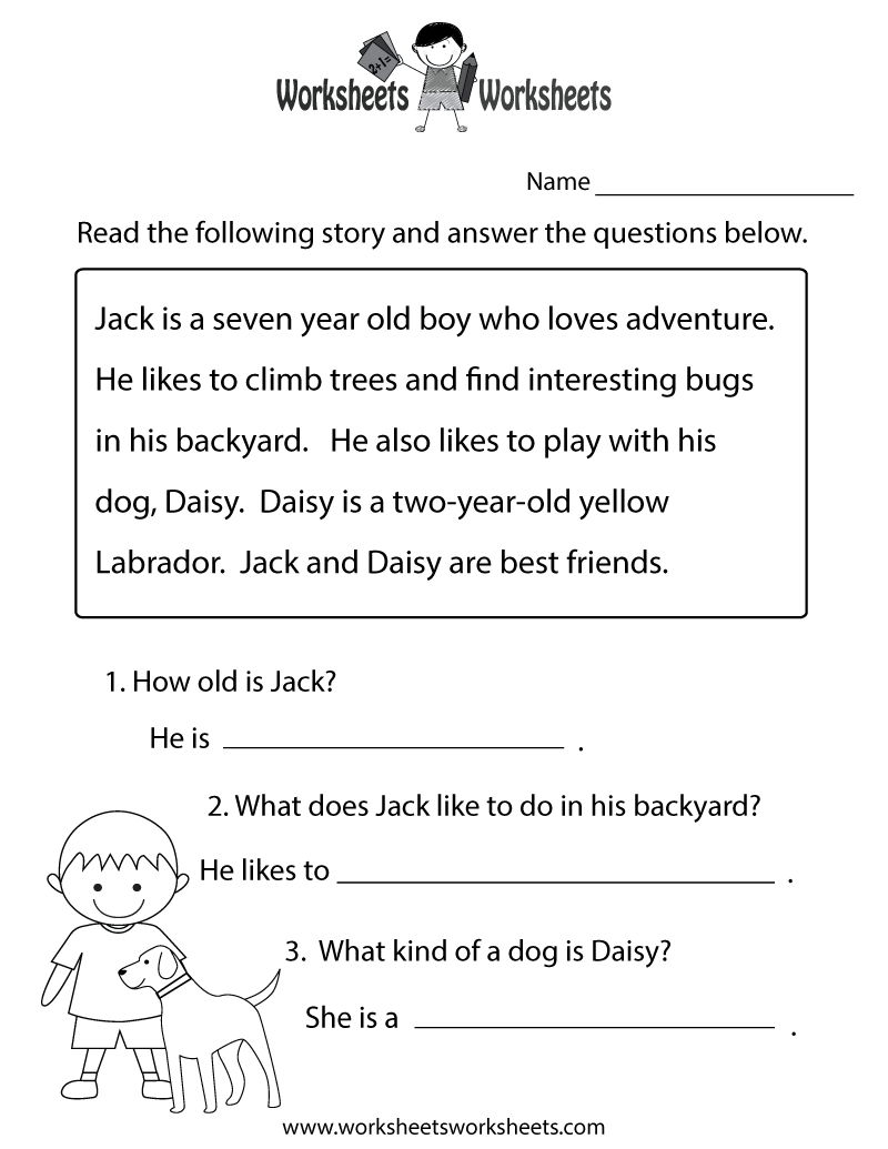 Free Printable Reading Comprehension Practice Worksheet intended for Reading Worksheets Printable Printable