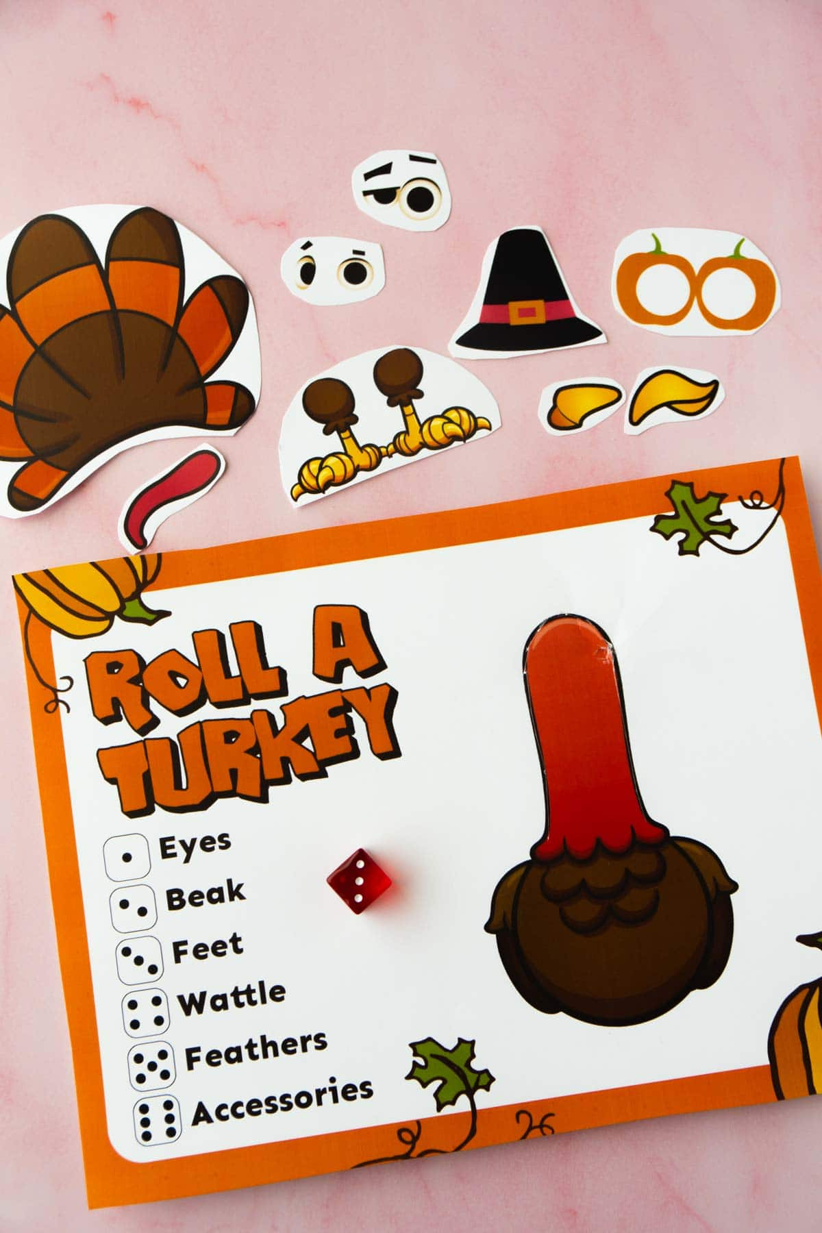 Free Printable Roll A Turkey Dice Game - Play Party Plan pertaining to Roll a Turkey Printable