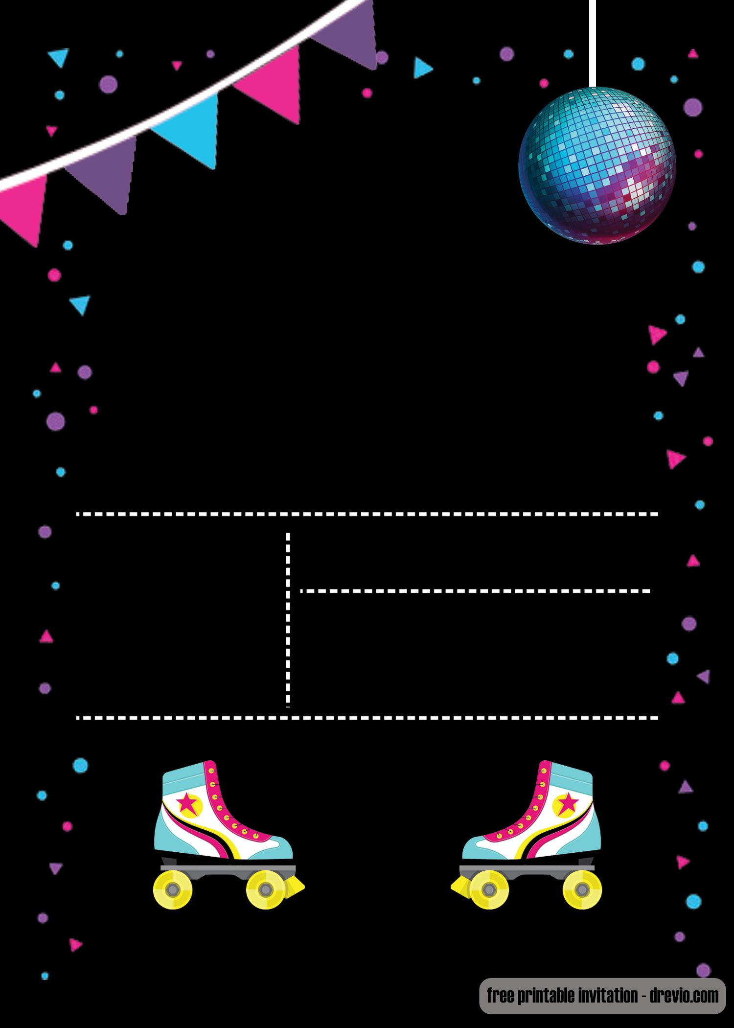 Free Printable Roller Skating Invitation Template with Free Printable Roller Skating Party Invitations