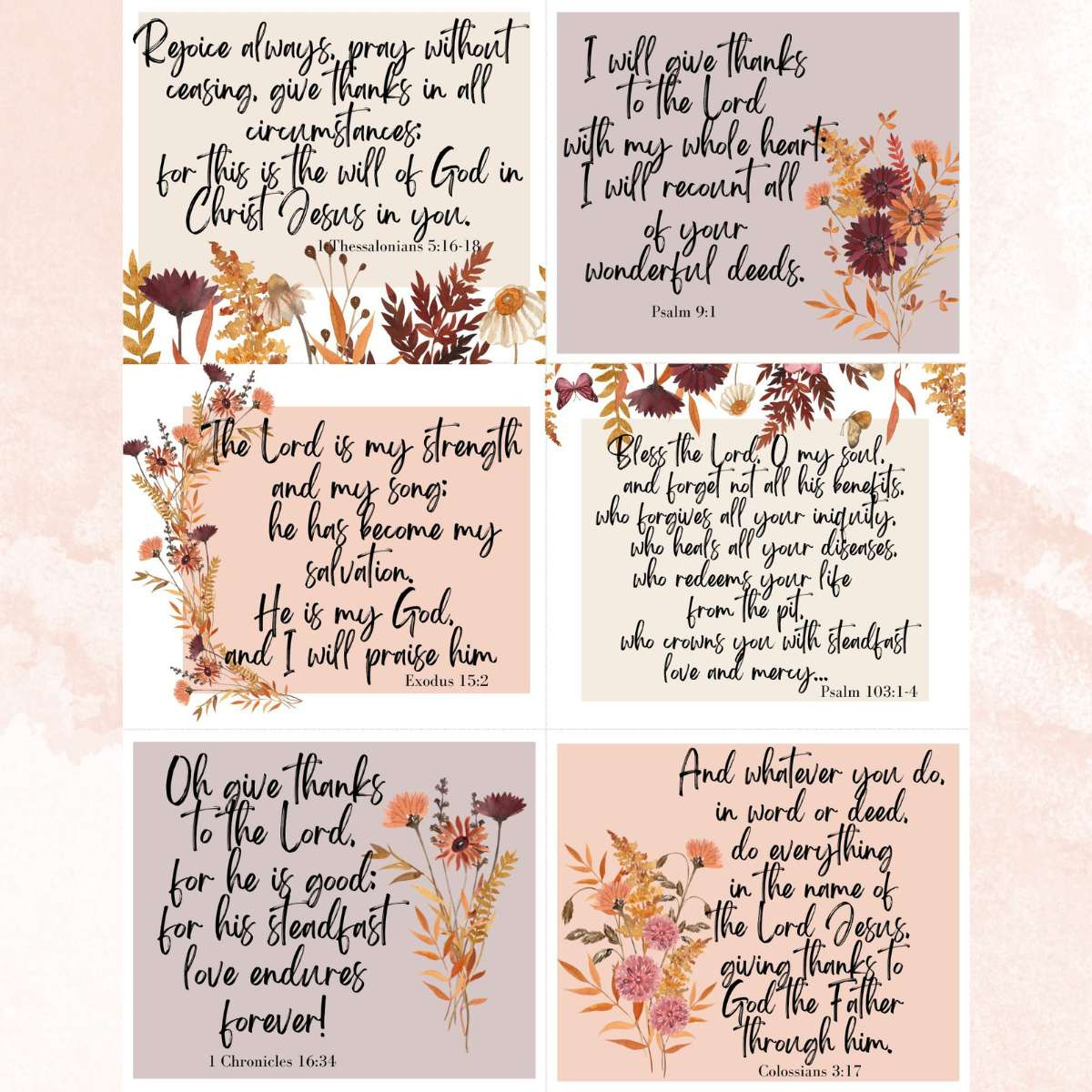 Free Printable Scripture Cards For Thanksgiving And Gratitude for Free Printable Thanksgiving Verses