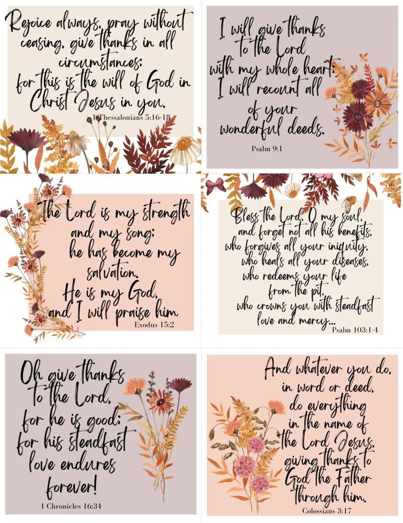 Free Printable Scripture Cards For Thanksgiving And Gratitude intended for Free Printable Bible Verses