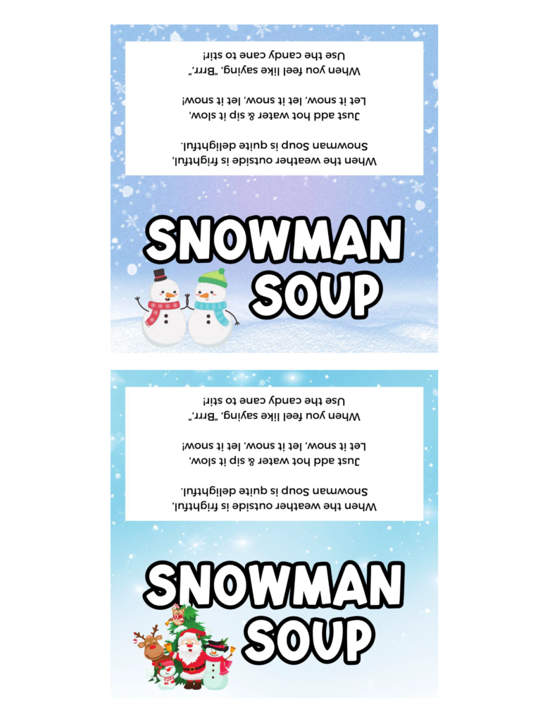Free Printable Snowman Soup Bag Topper | Baking You Happier for Free Printable Snowman Soup Bag Toppers