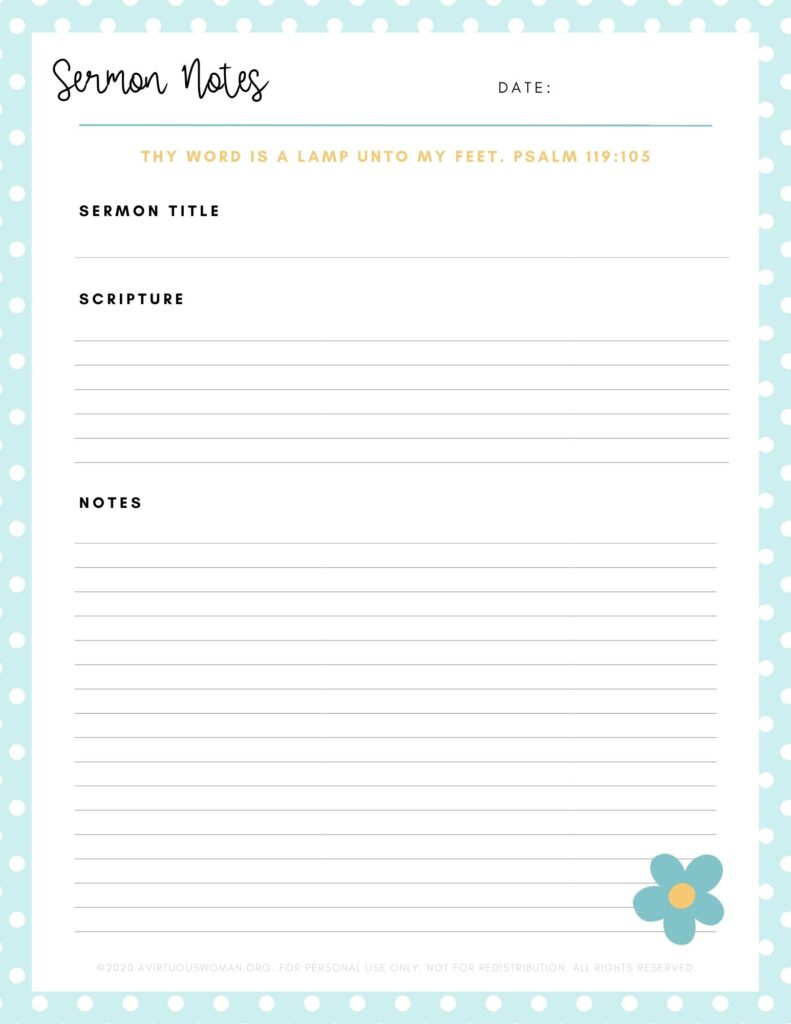 Free Printable: Spring Sermon Notes Binder For Christian Women throughout Free Printable Sermon Notes For Adults