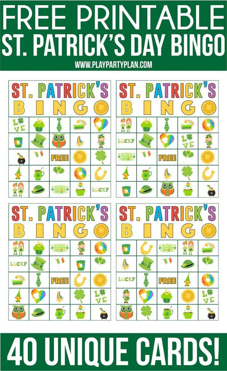 Free Printable St. Patrick&#039;S Day Bingo Game - Play Party Plan throughout St Patrick&#039;S Day Bingo Cards
