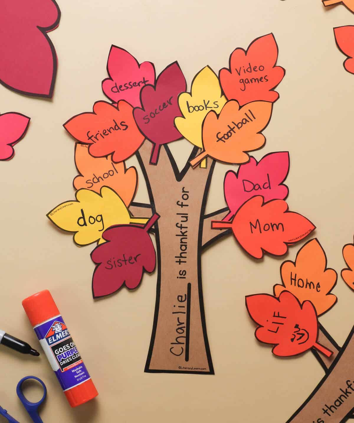 Free Printable Thankful Tree With Leaves - Literacy Learn pertaining to Free Printable Thanksgiving Tree
