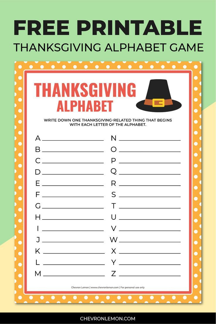 Free Printable Thanksgiving Alphabet Game pertaining to Free Printable Thanksgiving Games