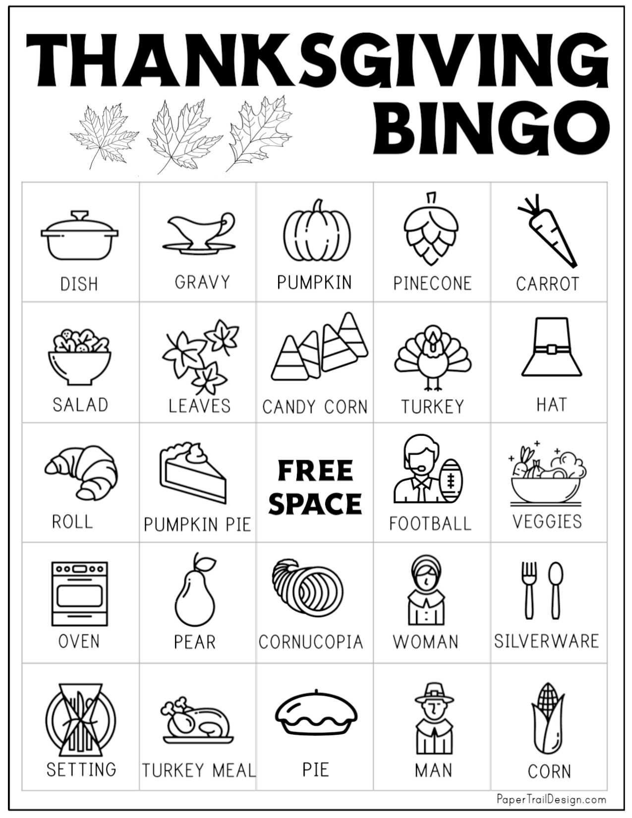 Free Printable Thanksgiving Bingo Cards - Paper Trail Design in Thanksgiving Bingo Free Printable Esl Words and Pcitures