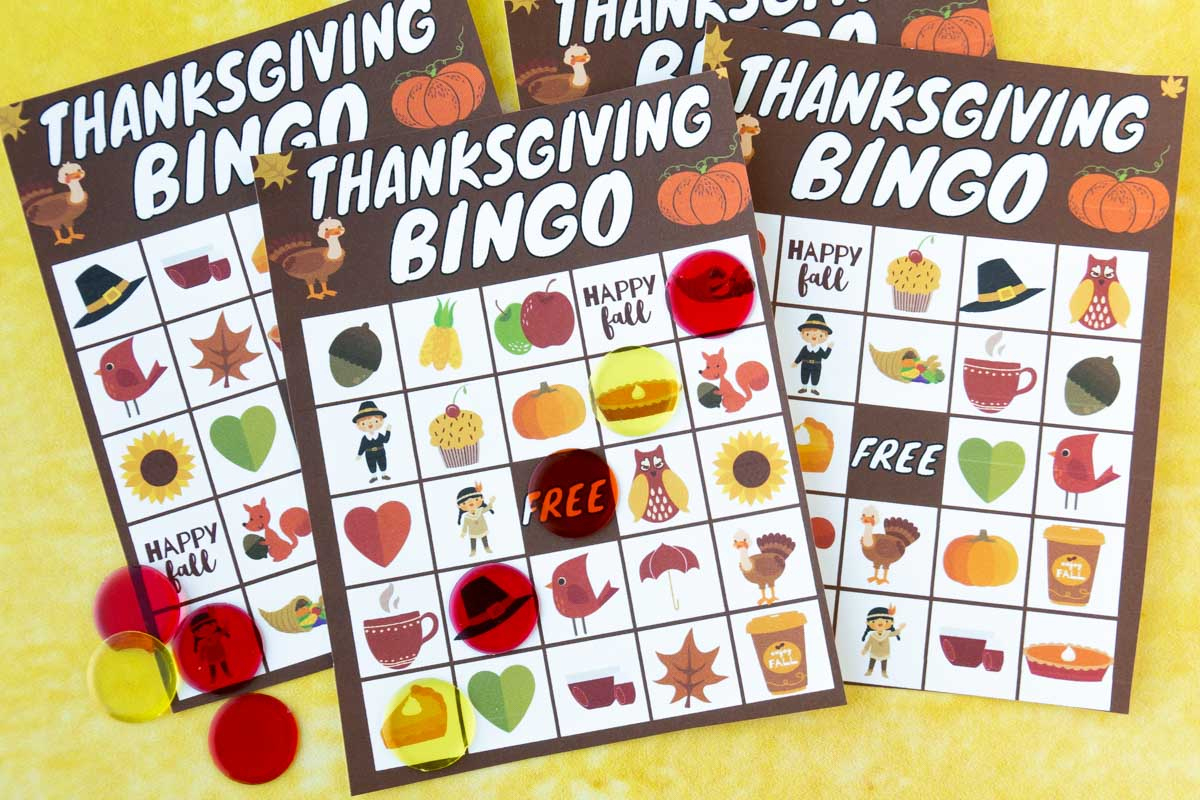 Free Printable Thanksgiving Bingo Game (20 Cards) - Play Party Plan in Free Printable Thanksgiving Bingo For Adults