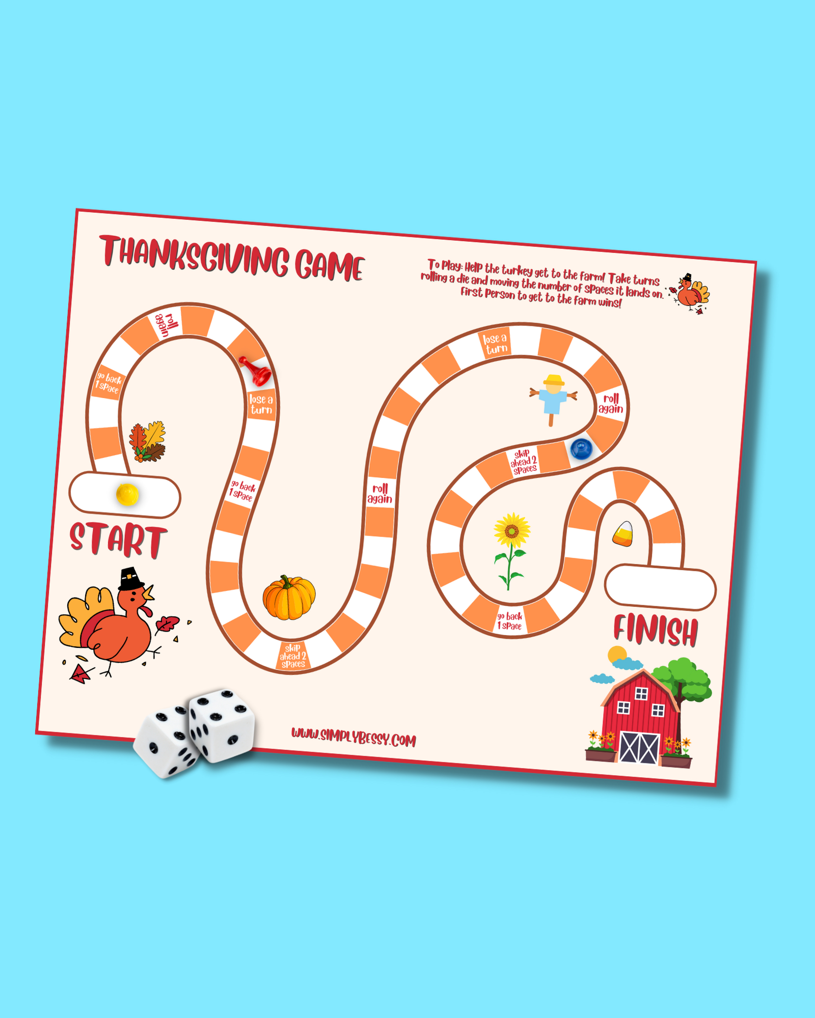 Free Printable Thanksgiving Board Game For Kids - Just Print And Play! throughout Thanksgiving Board Games Printable