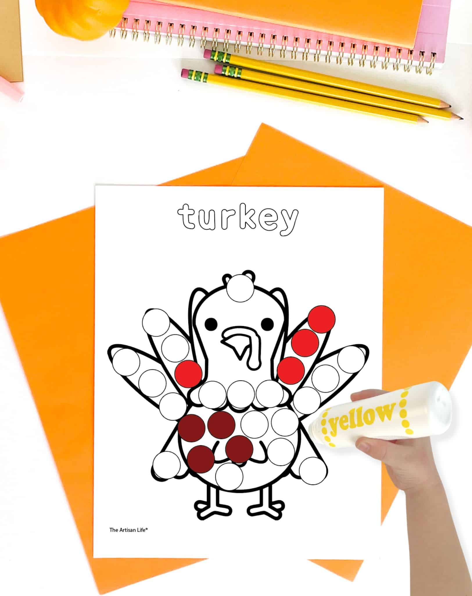 Free Printable Thanksgiving Dot Marker Pages With Vocabulary - The for Turkey Dot Marker Printable
