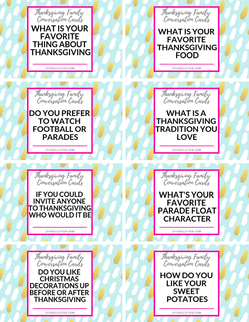 Free Printable Thanksgiving Family Dinner Conversation Cards - Diy with Free Printable Thanksgiving Conversation Cards