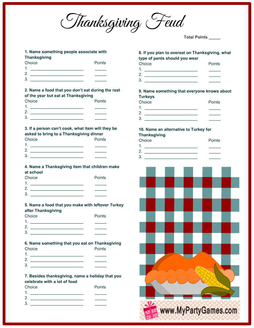Free Printable Thanksgiving Family Feud Game within Printable Thanksgiving Family Feud