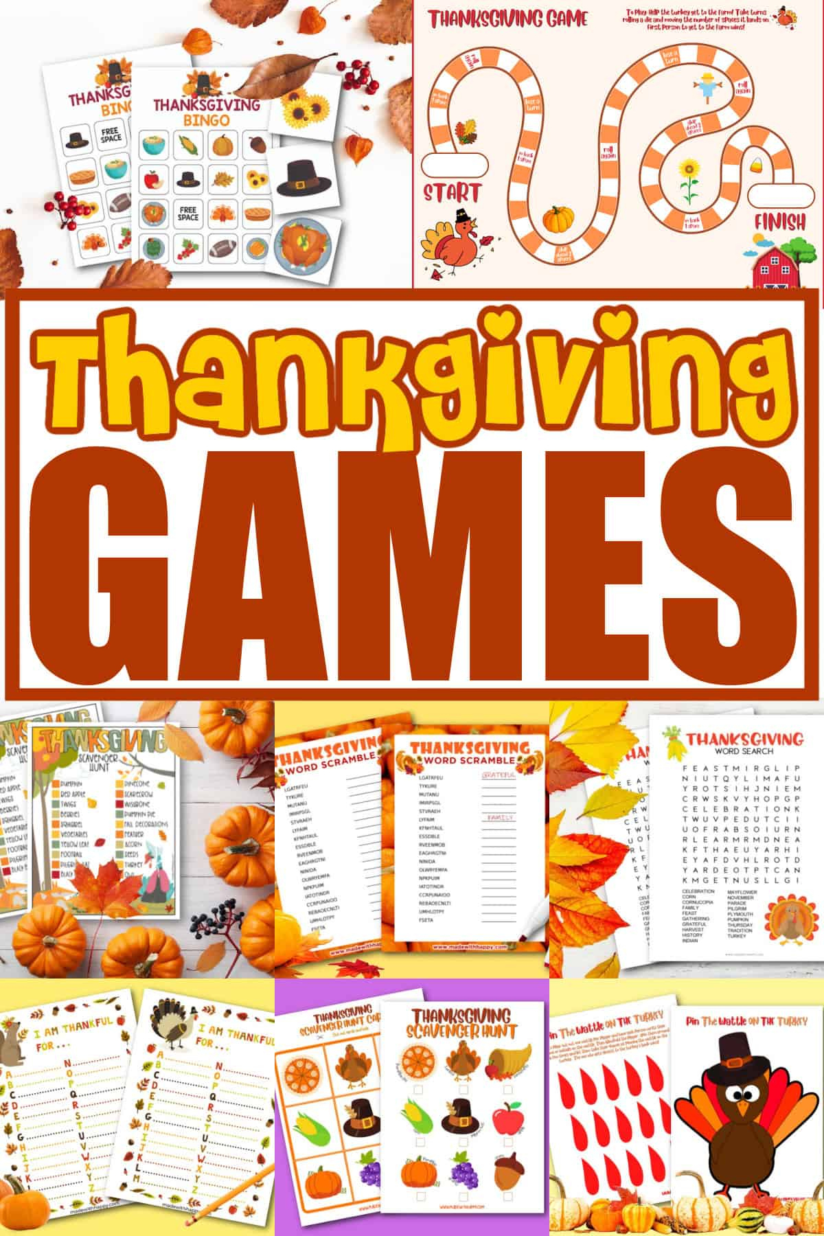 Free Printable Thanksgiving Games - Made With Happy within Free Printable Thanksgiving Games