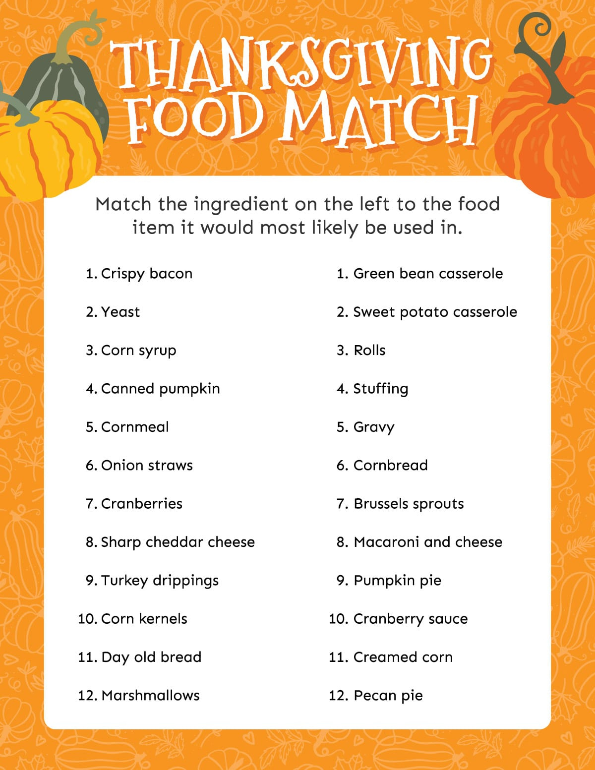 Free Printable Thanksgiving Matching Game - Play Party Plan in Free Printable Thanksgiving Matching Game