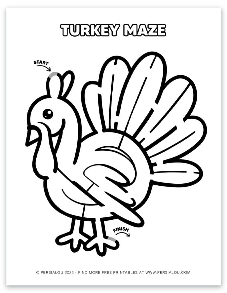 Free Printable Thanksgiving Mazes: Cute Holiday Fun For All Ages! for Turkey Maze Free Printable