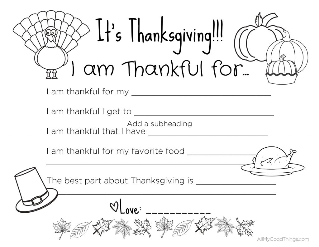 Free Printable Thanksgiving Placemats For The Kids - All My Good in Printable Thanksgiving Placemats Free