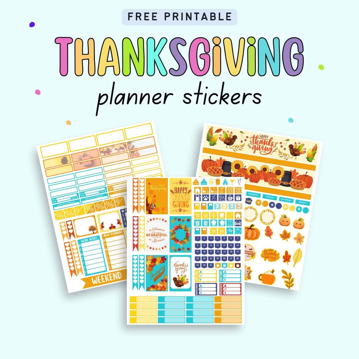 Free Printable Thanksgiving Planner Stickers - The Artisan Life with Free Printable Thanksgiving Stickers