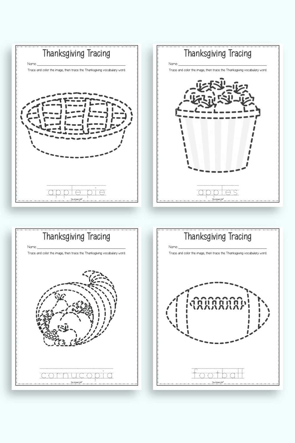 Free Printable Thanksgiving Tracing Worksheets - The Artisan Life regarding Tracing Thanksgiving Worksheets