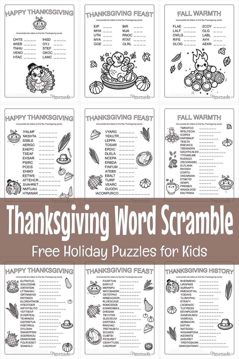 Free Printable Thanksgiving Word Scramble (With Answers!) with regard to Thanksgiving Word Scramble With Answers Printable