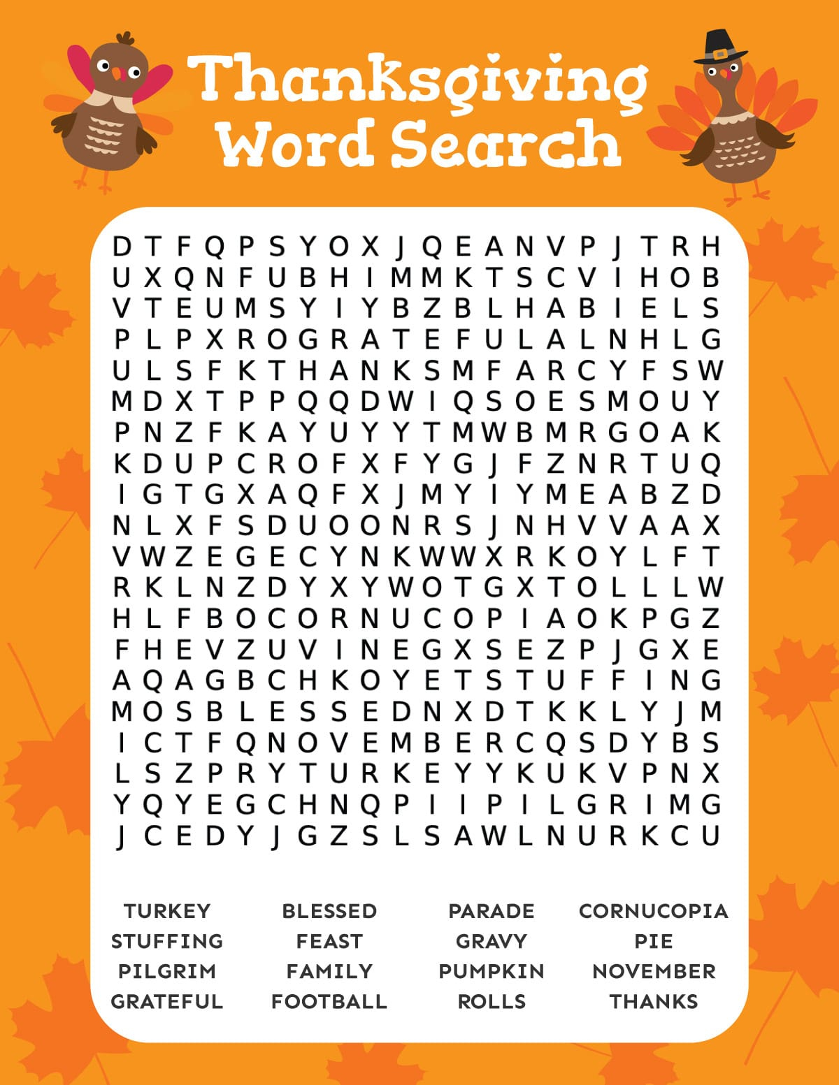 Free Printable Thanksgiving Word Search - Play Party Plan throughout Free Printable Word Search Puzzles Thanksgiving