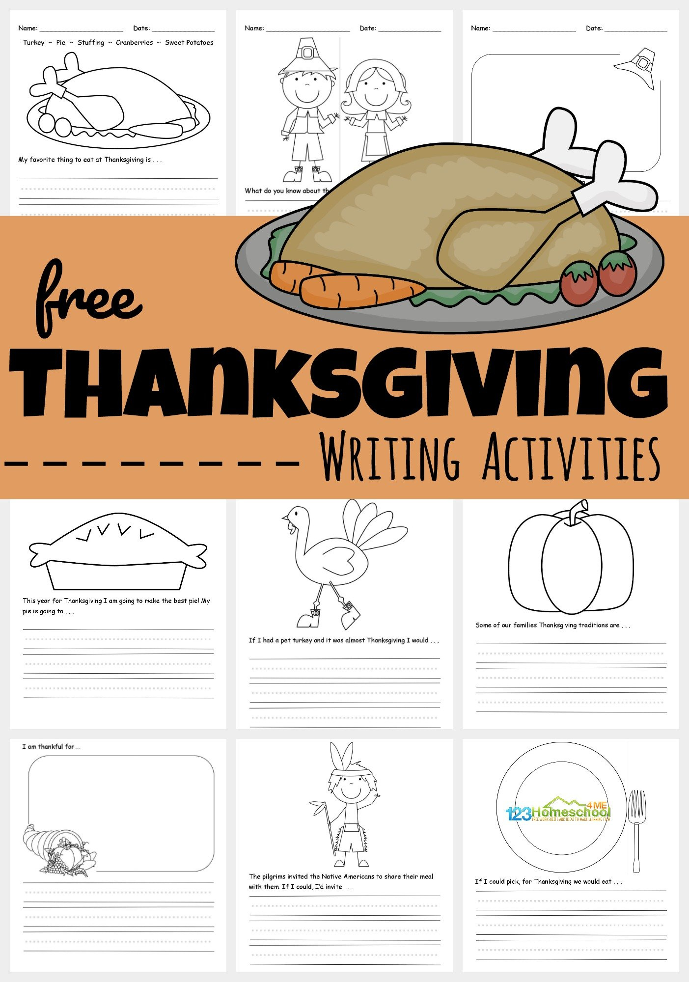 Free Printable Thanksgiving Writing Activities pertaining to 6th Grade Thanksgiving Worksheets
