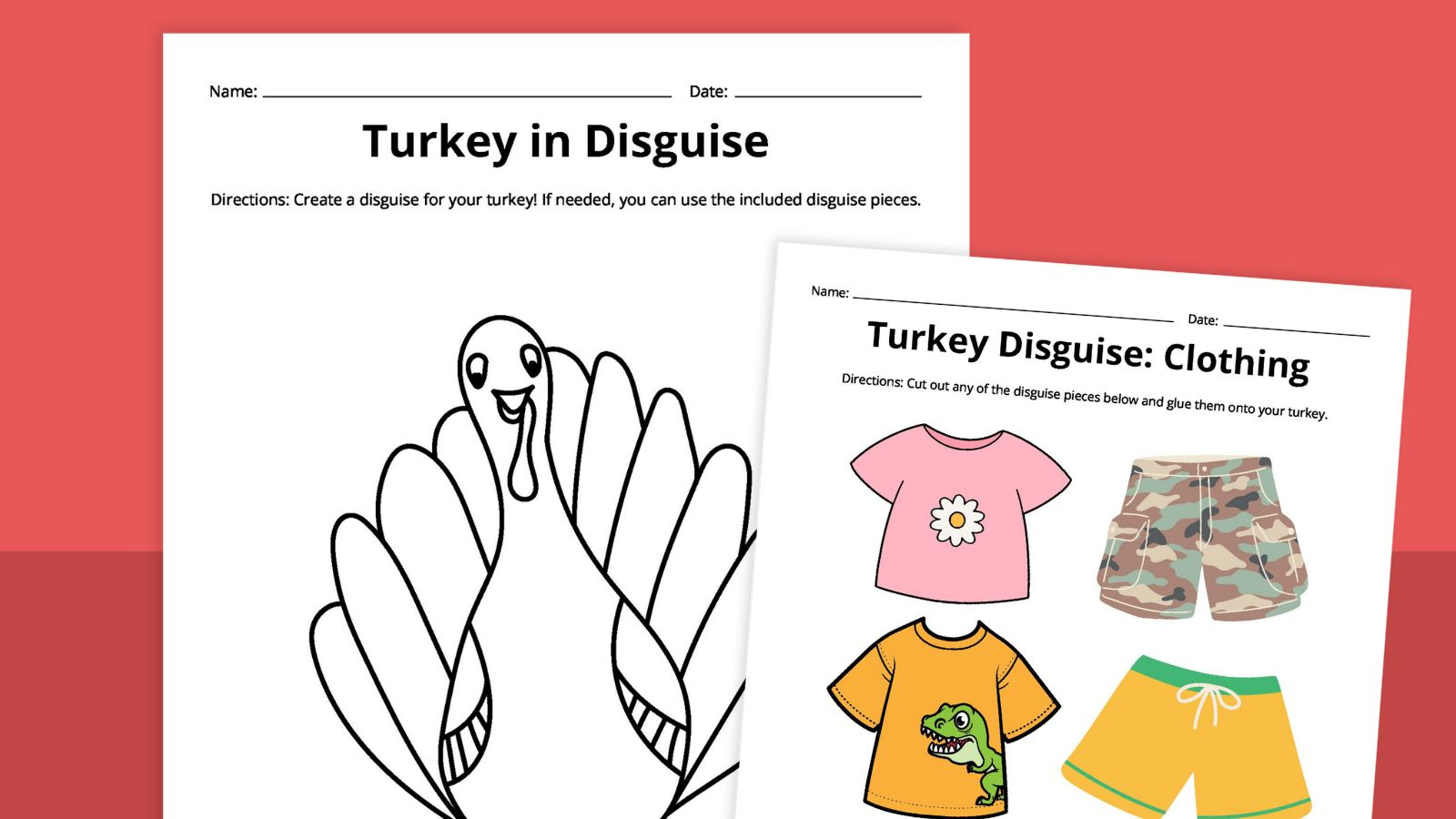 Free Printable Turkey Disguise Template Thanksgiving Activity in Turkey in Disguise Cut Out