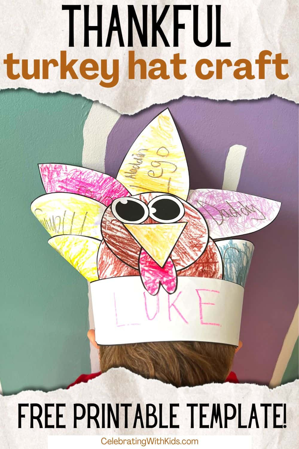 Free Printable Turkey Hat - Thankful Craft For Kids! - Celebrating in Printable Pilgrim I Am Thankful Headband
