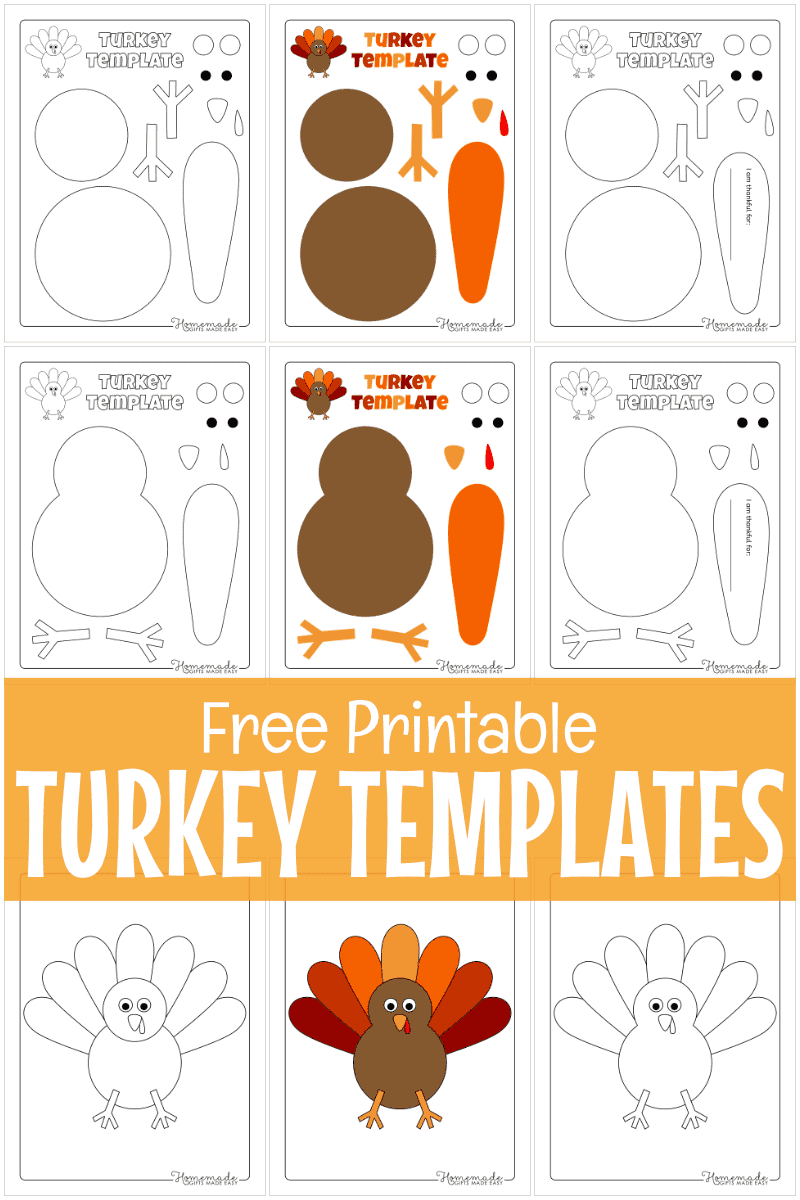 Free Printable Turkey Template For Thanksgiving Crafts in Free Turkey Template Printable