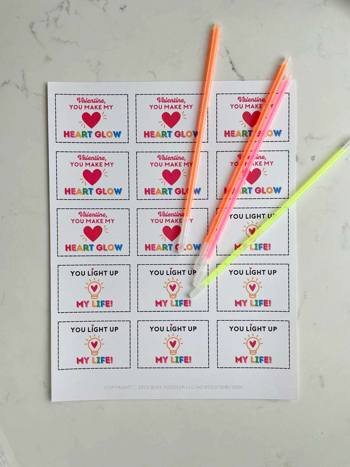 Free Printable Valentines For Kids - Busy Toddler within Glow Stick Valentines Free Printables