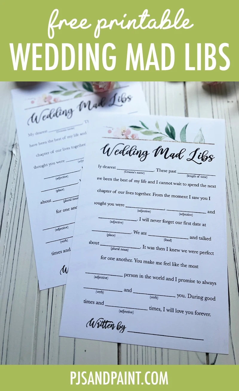 Free Printable Wedding Mad Libs Game - Pjs And Paint for Free Printable Funny Wedding Mad Libs Template