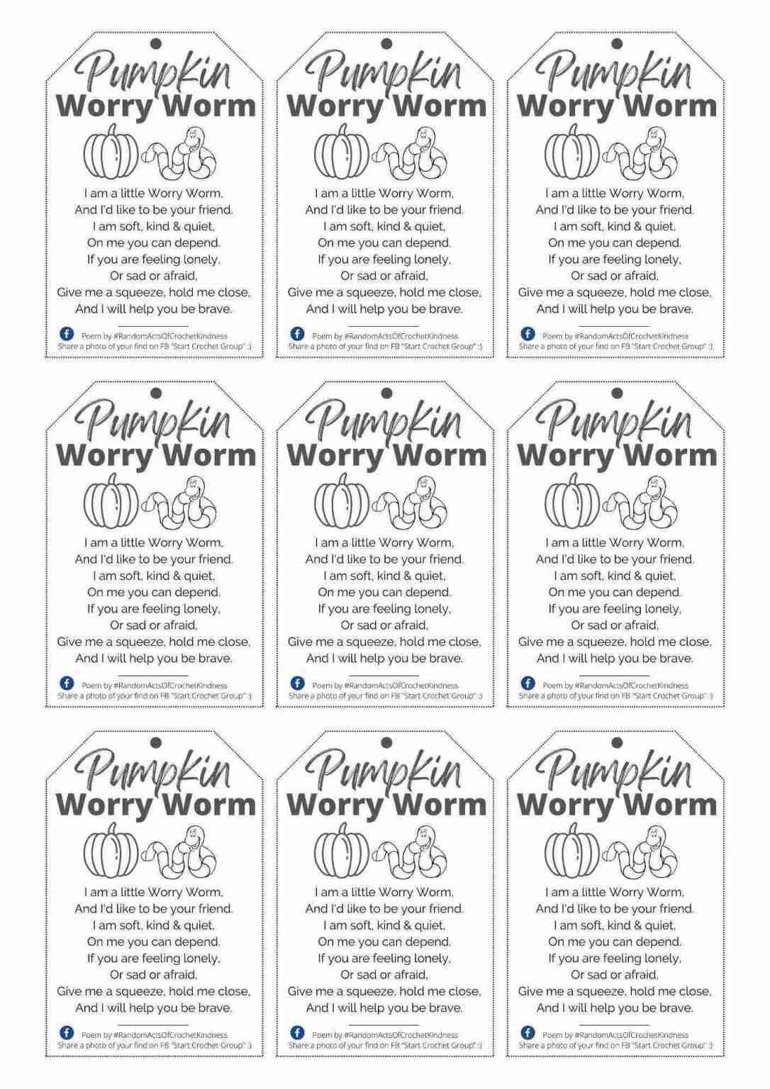 Free Printable Worry Worm Tags for Worry Worm Printable Poem Free