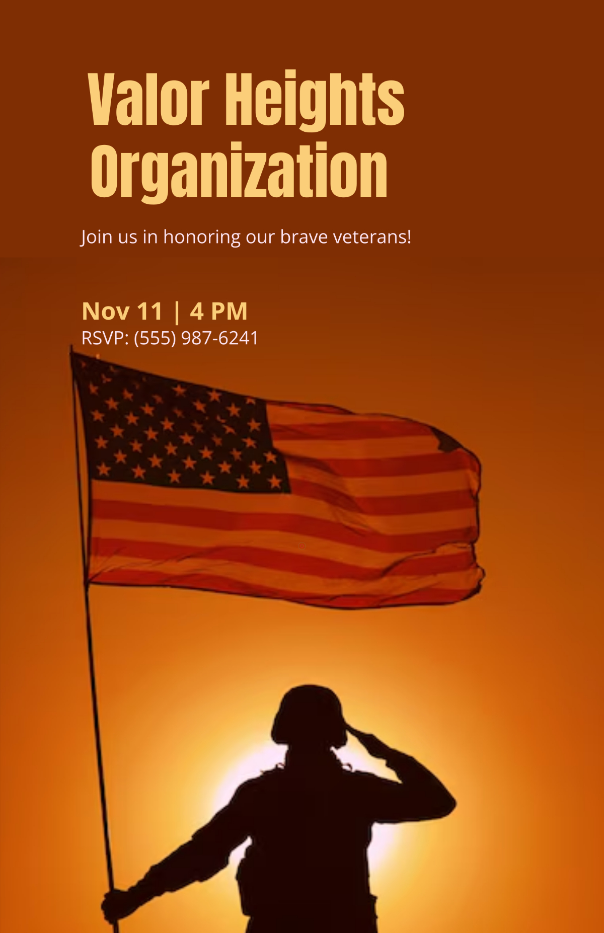 Free Simple Veterans Day Invitation Poster Template To Edit Online regarding Free Printable Veterans Day Invitations