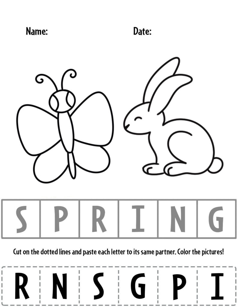Free Spring Worksheets For Preschool! ⋆ The Hollydog Blog in Spring Cut And Paste Printables