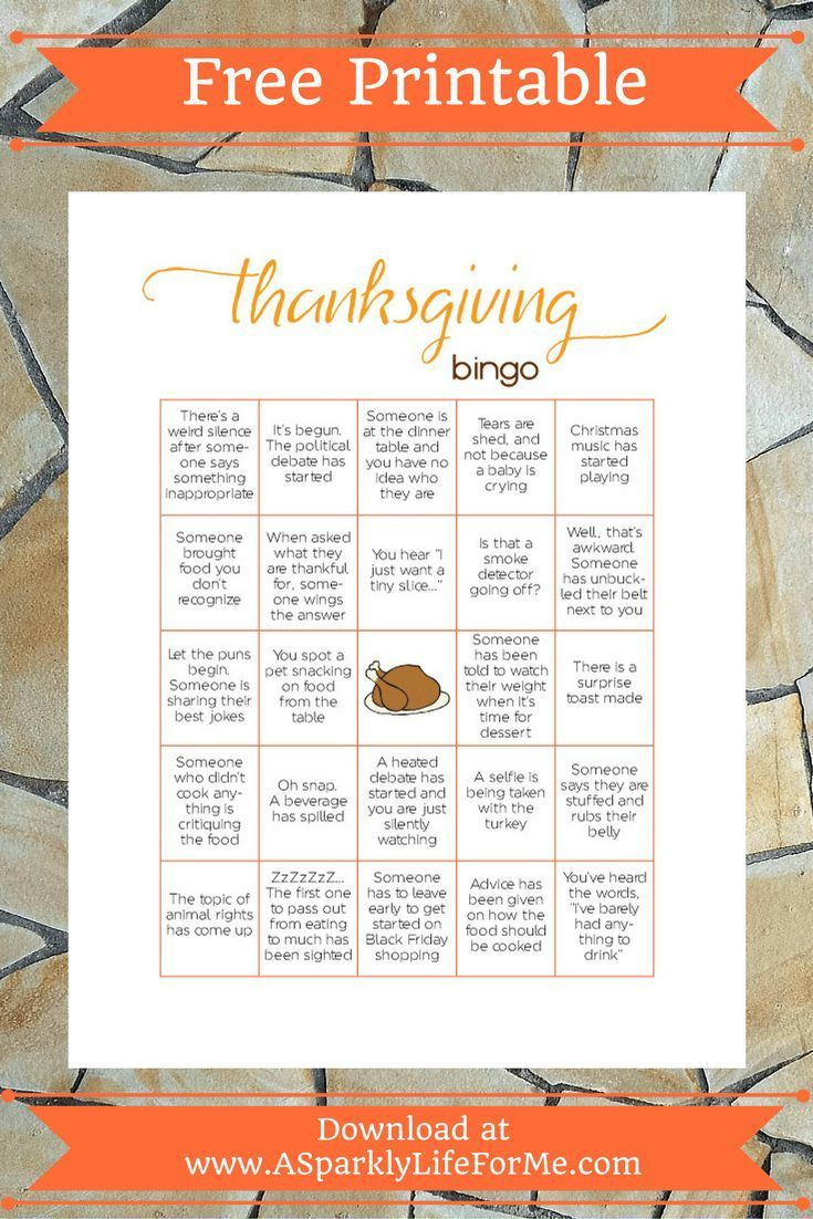 Free Thanksgiving Bingo Game Printable For Adults - A Sparkly Life with Thanksgiving Bingo Cards Free Printable Thanksgiving Games For Adults