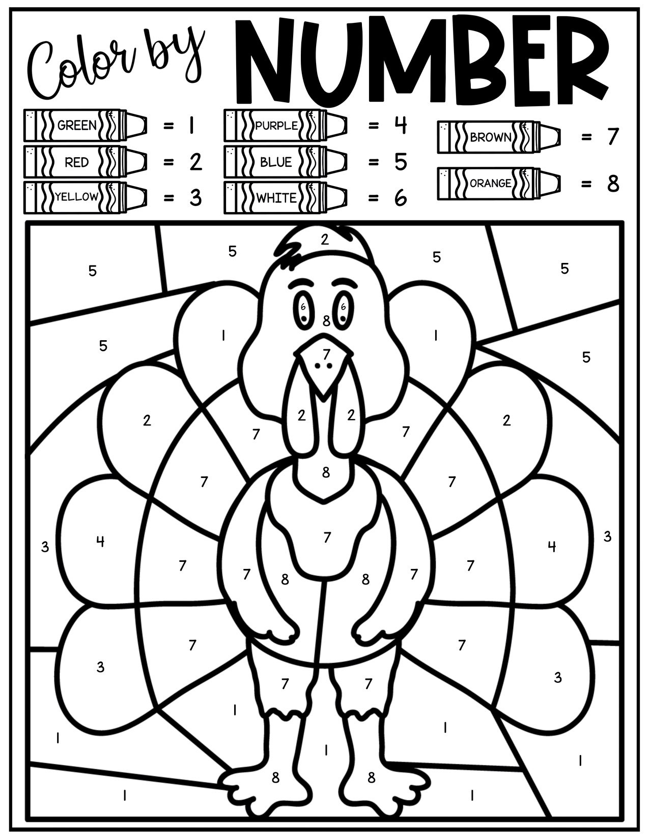Free Thanksgiving Colornumber Pages - Play Party Plan throughout Color By Number Turkey Free Printable