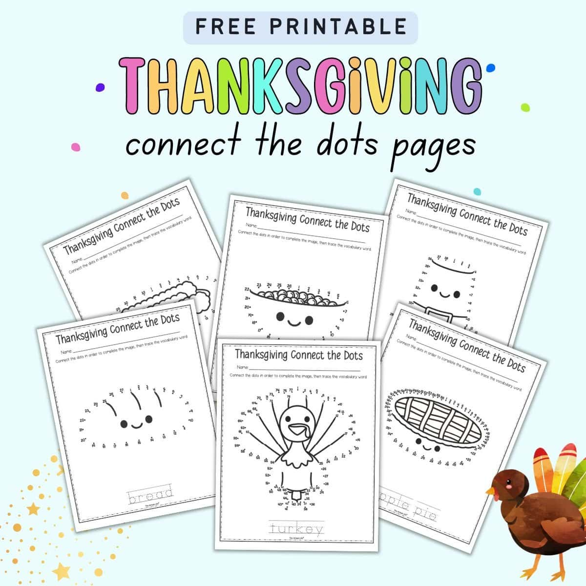 Free Thanksgiving Connect The Dots Printables - The Artisan Life for Thanksgiving Dot to Dot Free Printables