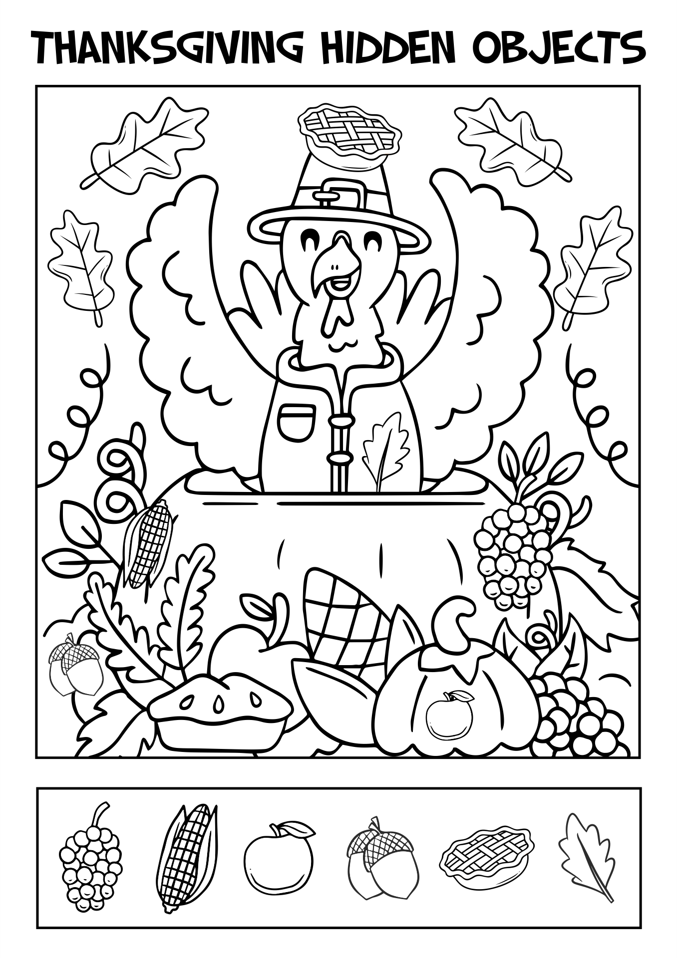 Free Thanksgiving Hidden Picture Worksheet, Download Free regarding Hidden Picture Thanksgiving Printable