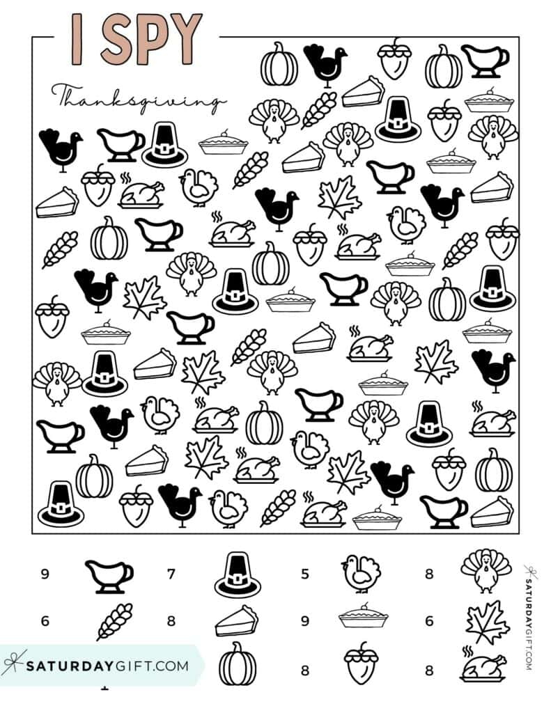 Free Thanksgiving I Spy Printable | Saturdaygift with regard to Printable Thanksgiving I Spy