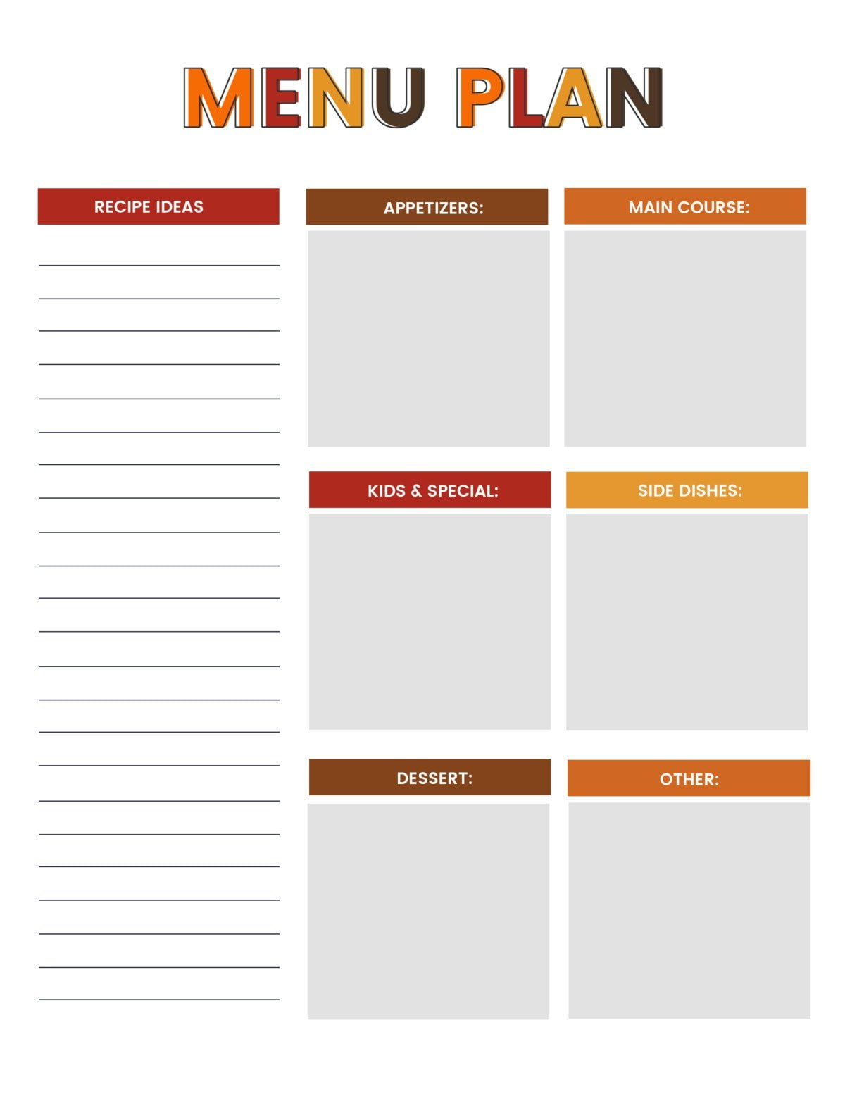 Free Thanksgiving Menu Template, Schedule + Tags | Lil&amp;#039; Luna regarding Thanksgiving Menu Template Kids