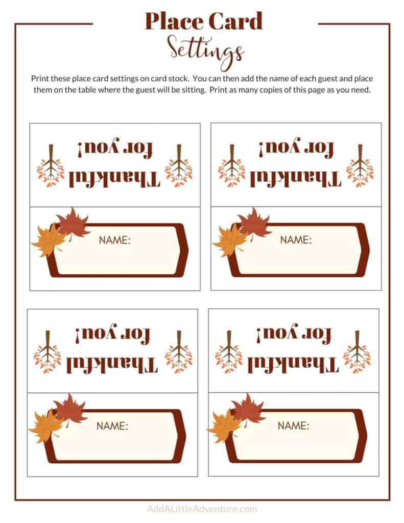 Free Thanksgiving Place Cards Printable - Printable Party Favors within Free Printable Thanksgiving Table Place Cards