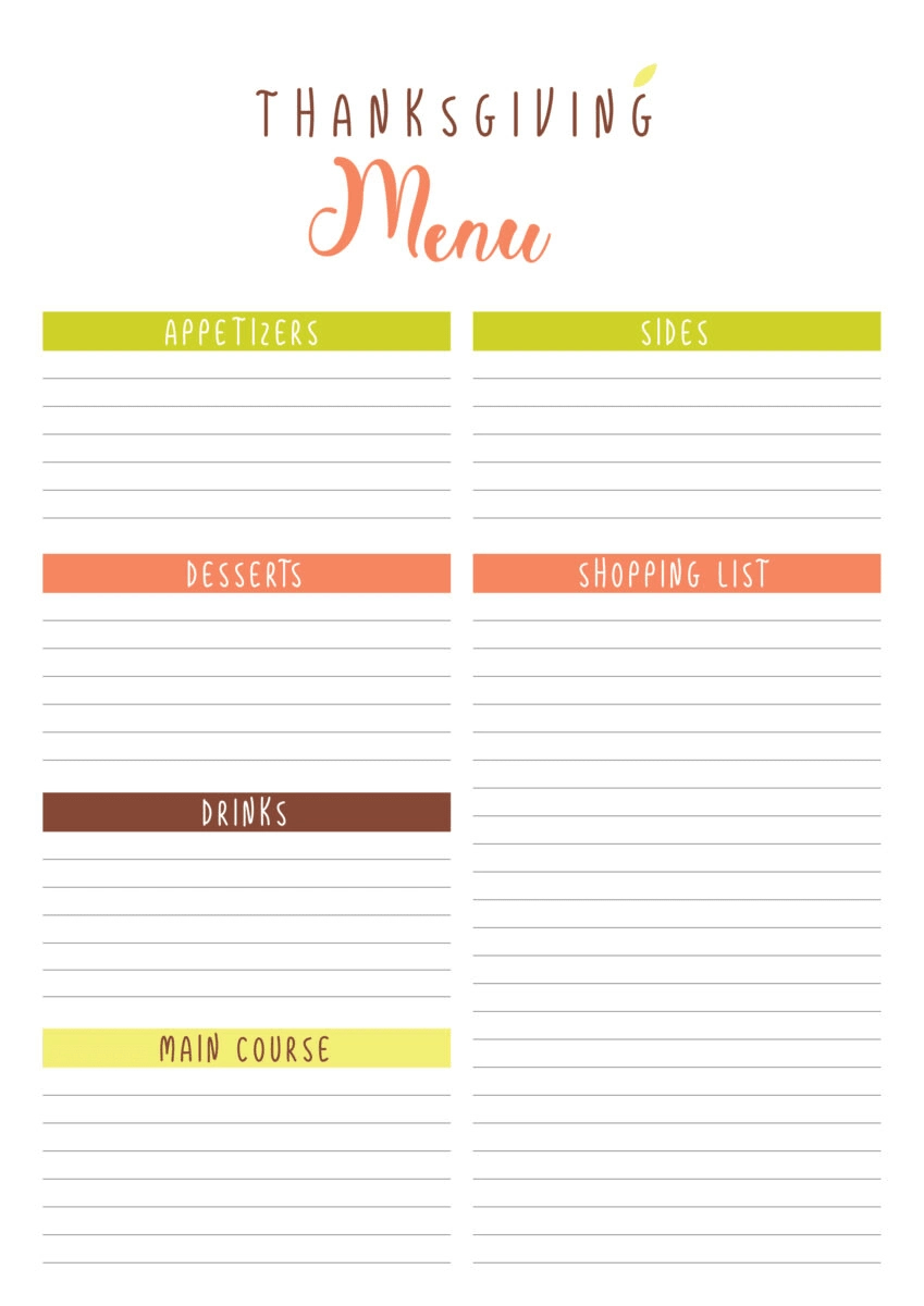 Free Thanksgiving Planner Printable 2025(11 Printables!) - Leap Of in Thanksgiving Menu Template 2025