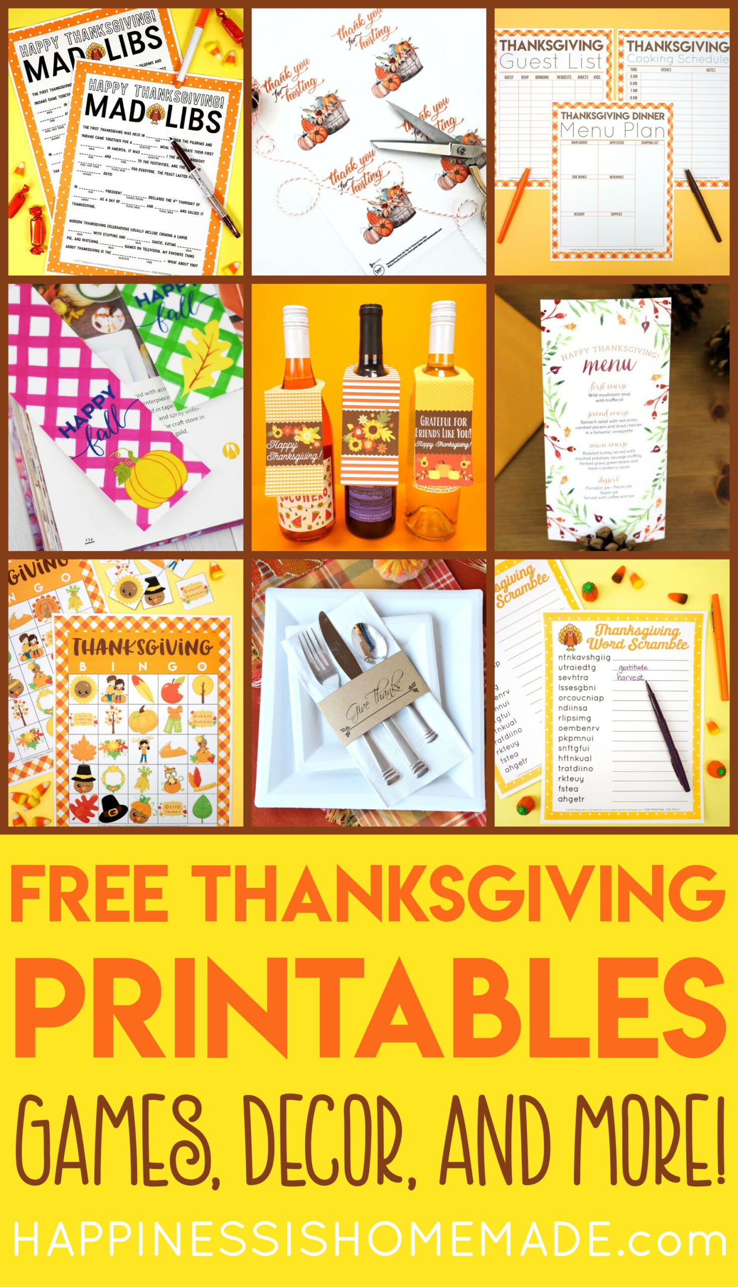 Free Thanksgiving Printables - Happiness Is Homemade pertaining to Free Printable Thanksgiving Table Decorations