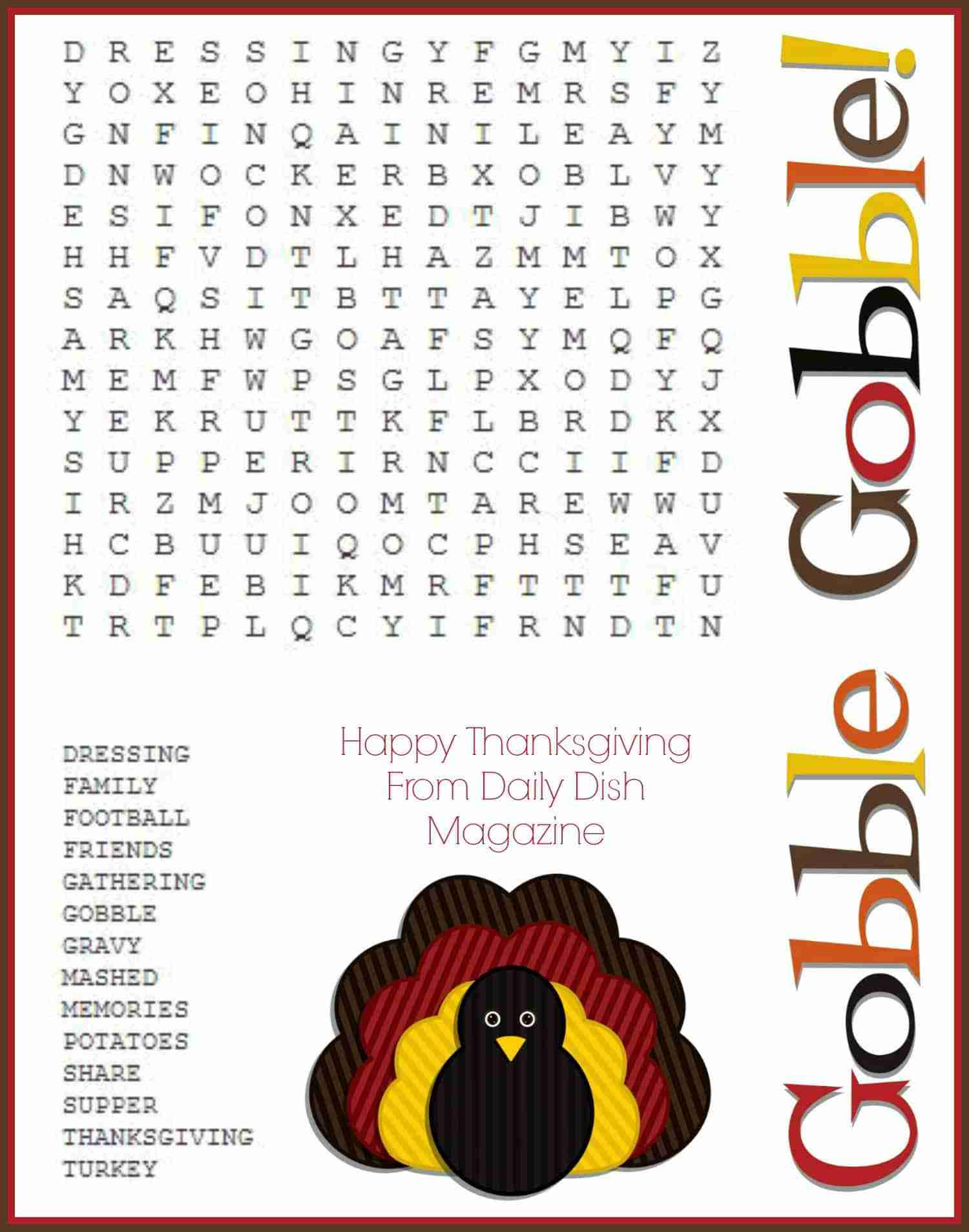 Free Thanksgiving Puzzles ~ Word Search And Maze Printable - Daily regarding Free Printable Thanksgiving Puzzels